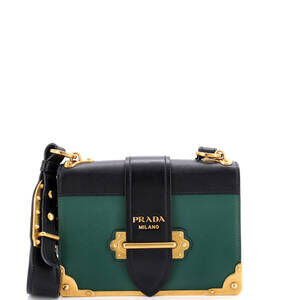 Prada Small Cahier Crossbody Bag Leather and Saffiano Leather